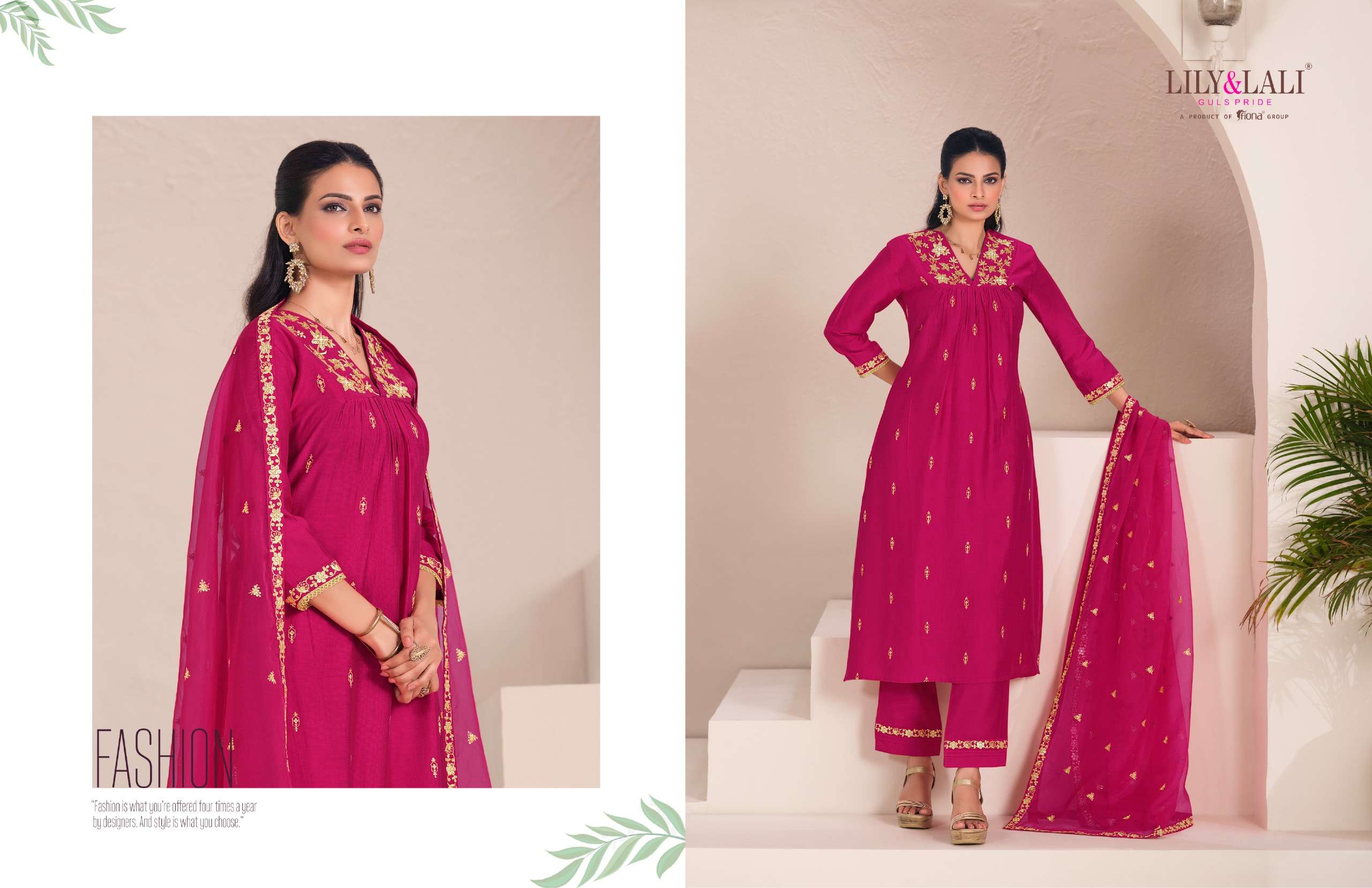 LILY & LALI PRESENTS ZARI VISCOSE FANCY KURTIS CATALOG WHOLESALER AND EXPORTER IN SURAT