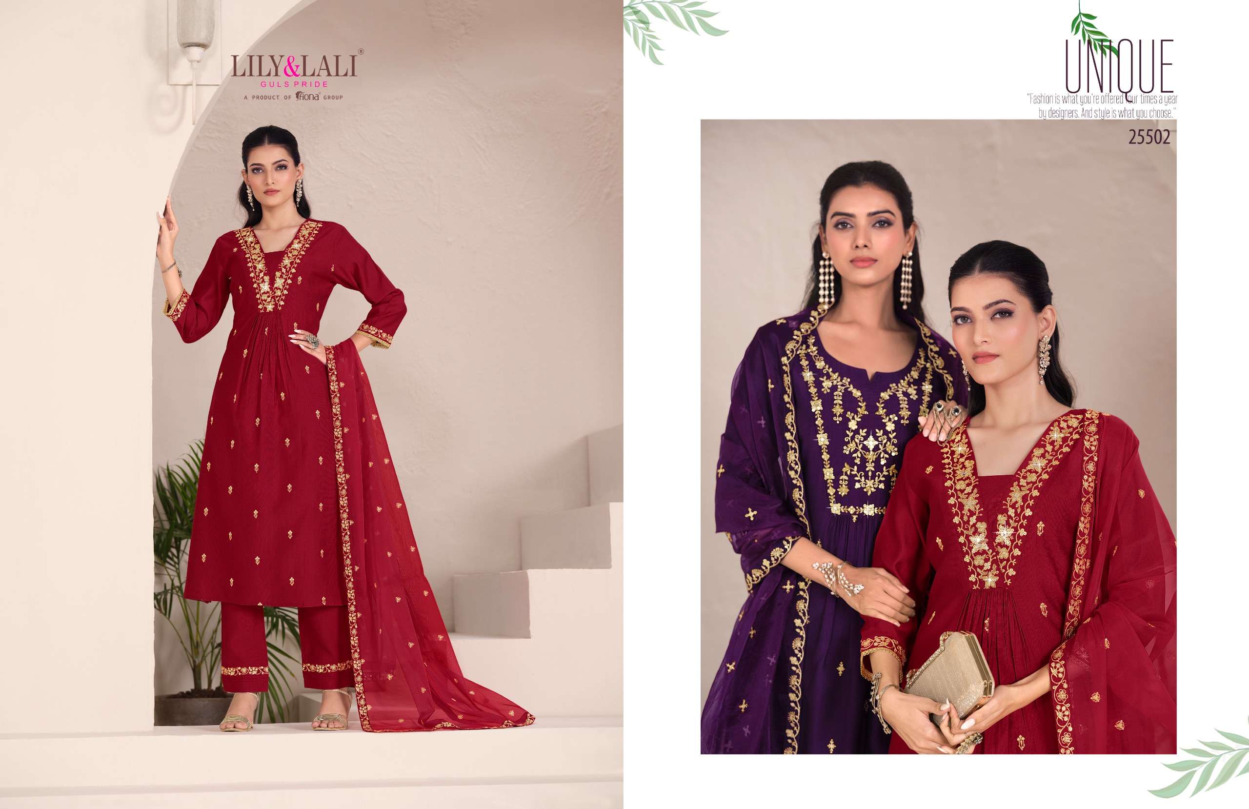 LILY & LALI PRESENTS ZARI VISCOSE FANCY KURTIS CATALOG WHOLESALER AND EXPORTER IN SURAT