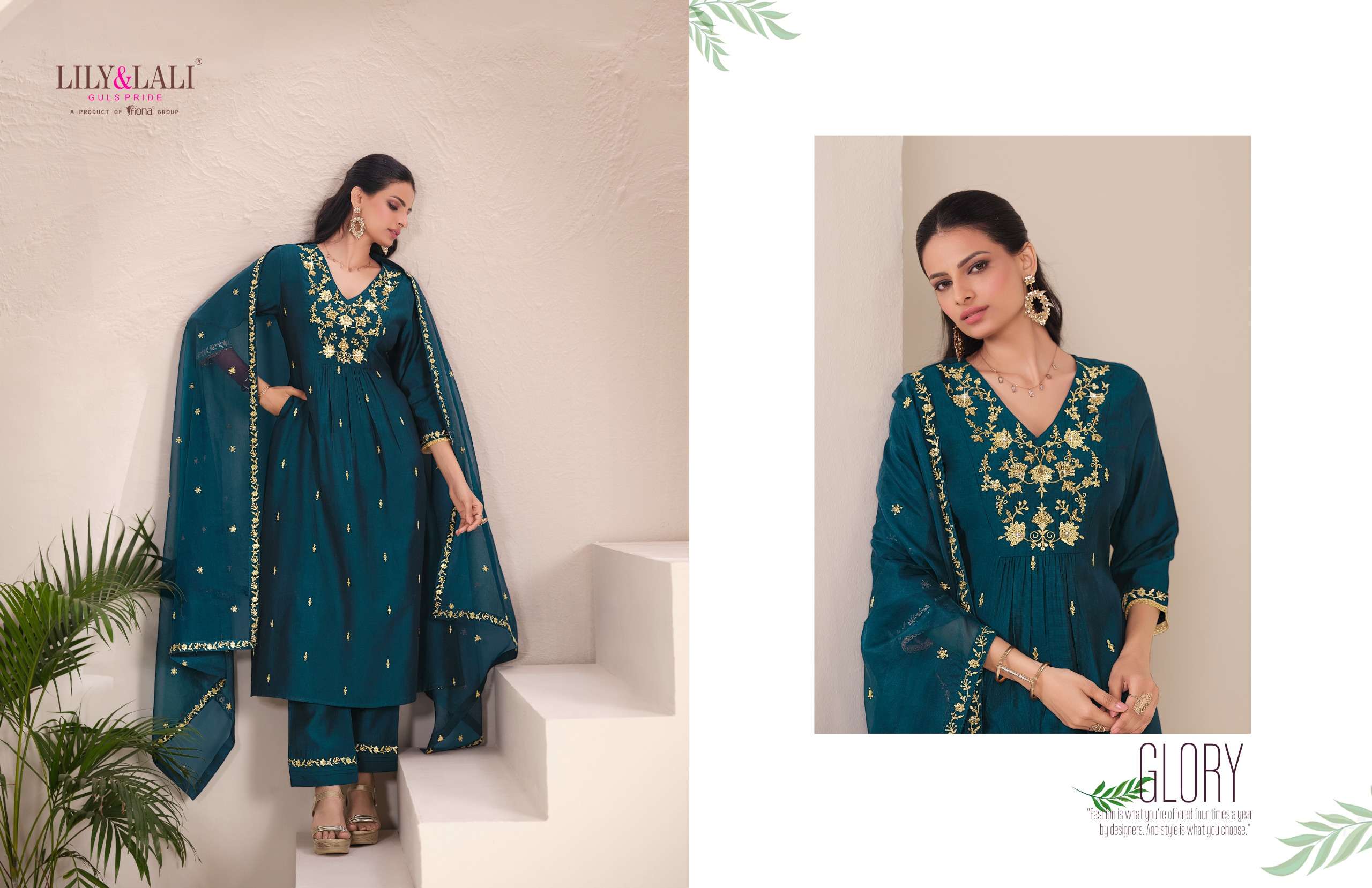 LILY & LALI PRESENTS ZARI VISCOSE FANCY KURTIS CATALOG WHOLESALER AND EXPORTER IN SURAT