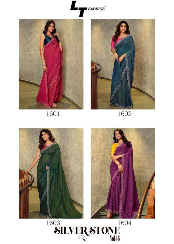 lt fashion presents silver stone vol-16 cosmos hit design fancy sarees catalog wholesaler and exporter 