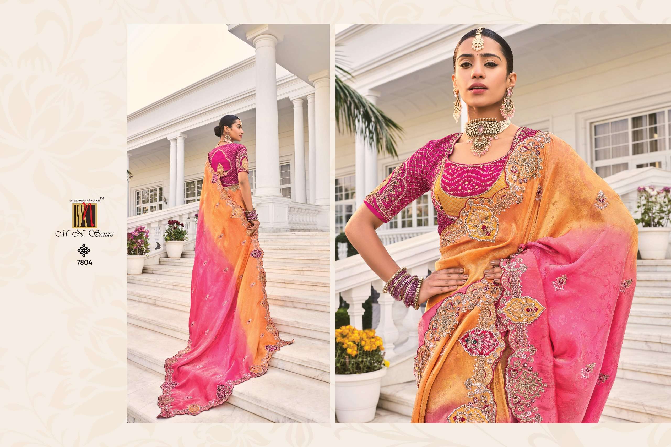 M.N PRESENTS SHAHI POSHAK VOL-3 HEAVY DESIOGENR WORK WEDDING WEAR SILK SAREE CATALOG WHOLESALER AND EXOPORTER IN SURAT