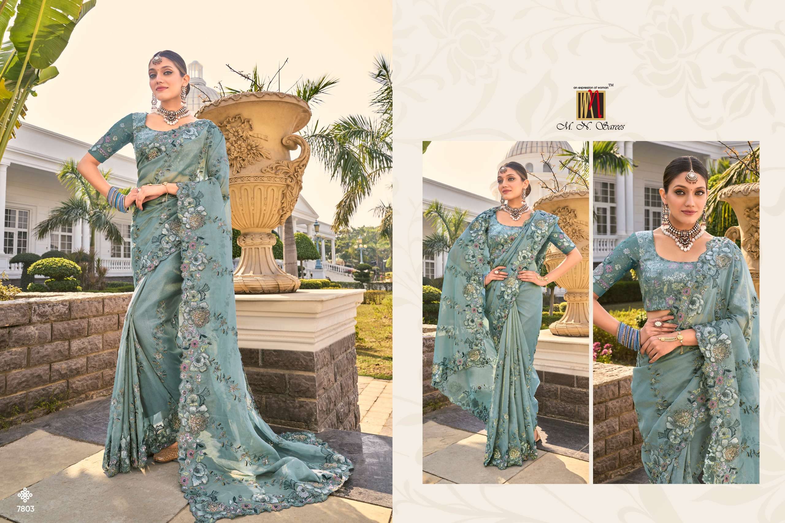 M.N PRESENTS SHAHI POSHAK VOL-3 HEAVY DESIOGENR WORK WEDDING WEAR SILK SAREE CATALOG WHOLESALER AND EXOPORTER IN SURAT