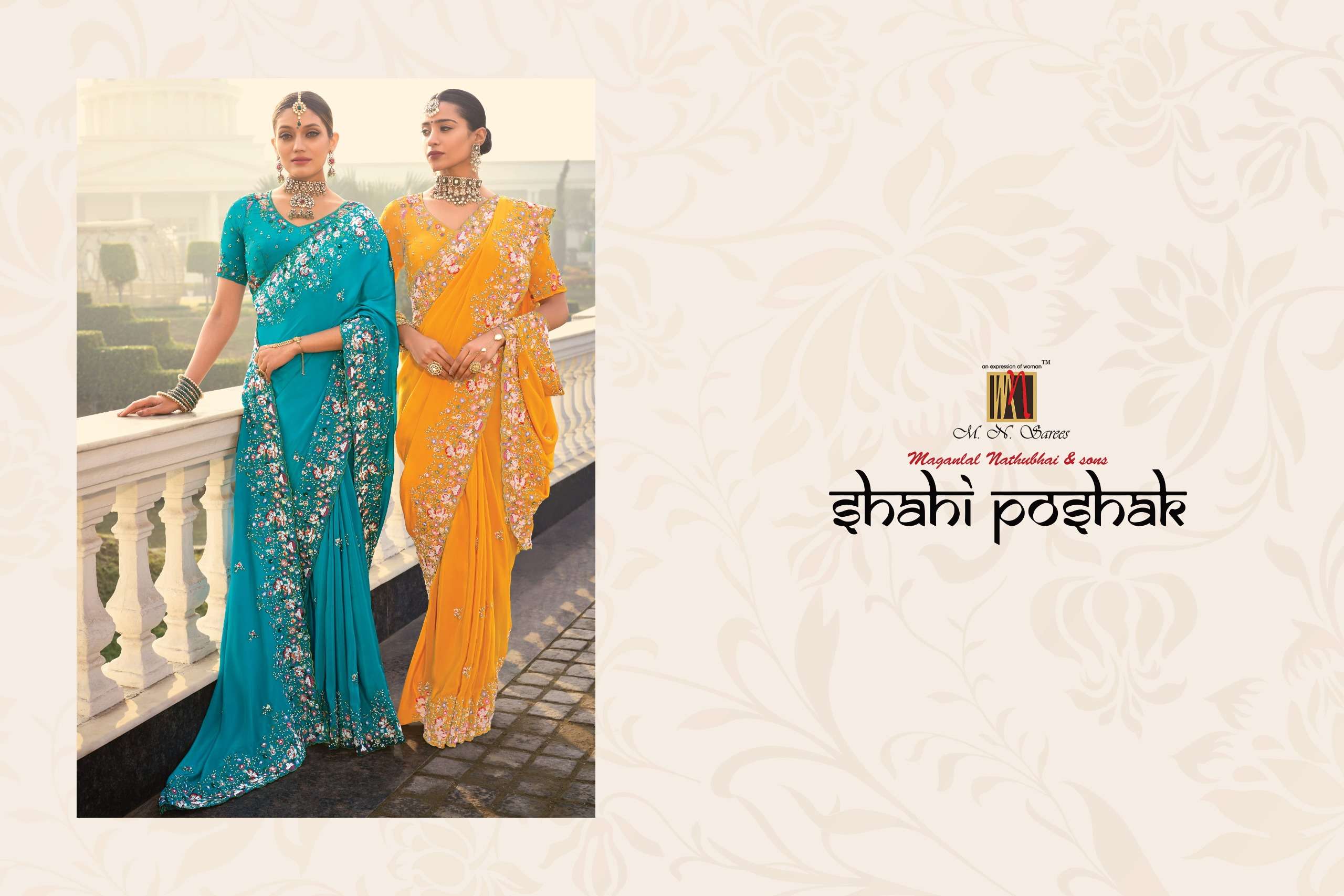 M.N PRESENTS SHAHI POSHAK VOL-3 HEAVY DESIOGENR WORK WEDDING WEAR SILK SAREE CATALOG WHOLESALER AND EXOPORTER IN SURAT