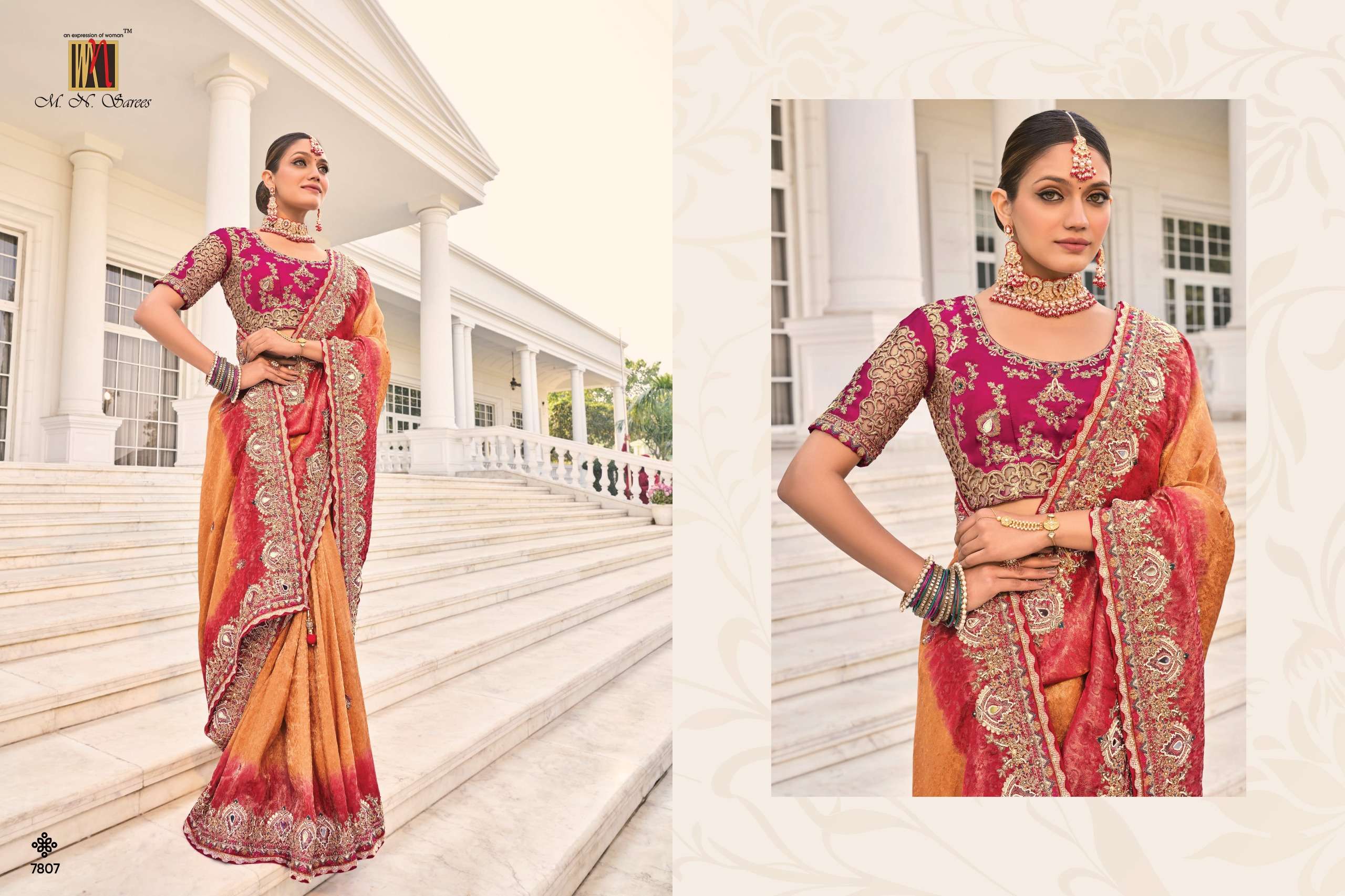 M.N PRESENTS SHAHI POSHAK VOL-3 HEAVY DESIOGENR WORK WEDDING WEAR SILK SAREE CATALOG WHOLESALER AND EXOPORTER IN SURAT