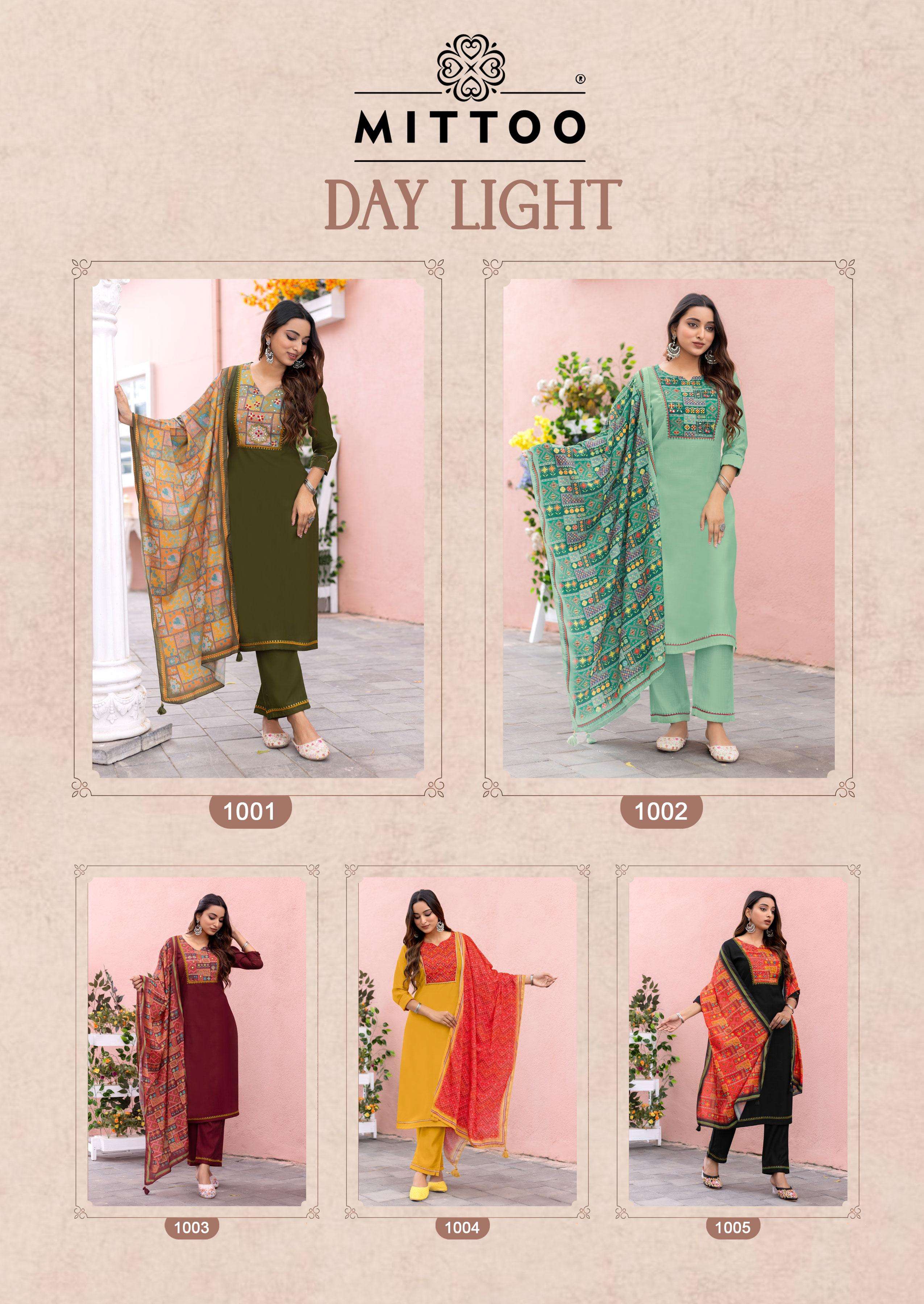 MITTOO PRESENTS DAY LIGHT FANCY MODAL SILK KURTIS CATALOG WHOLESALER AND EXPORTER IN SURAT