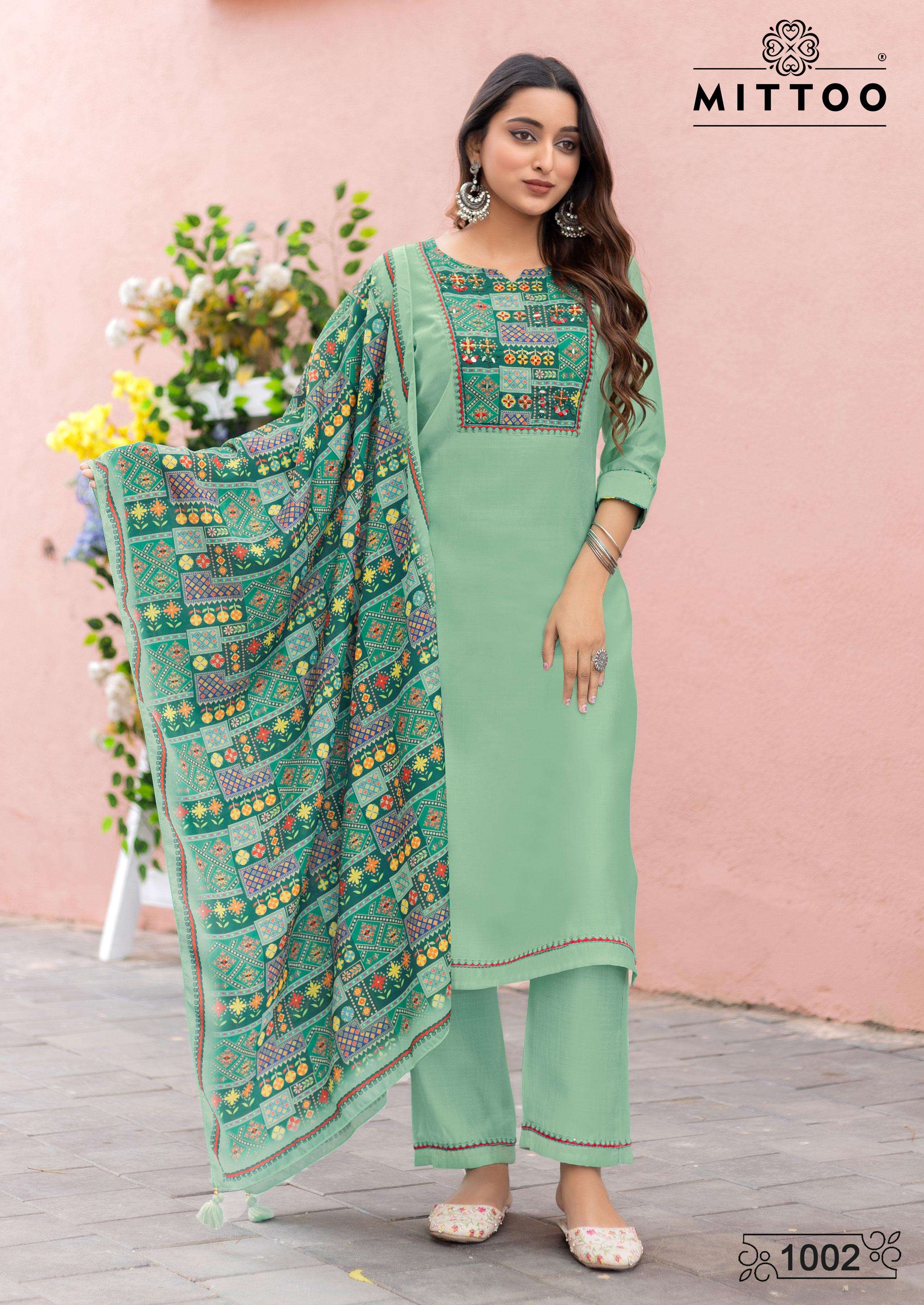 MITTOO PRESENTS DAY LIGHT FANCY MODAL SILK KURTIS CATALOG WHOLESALER AND EXPORTER IN SURAT