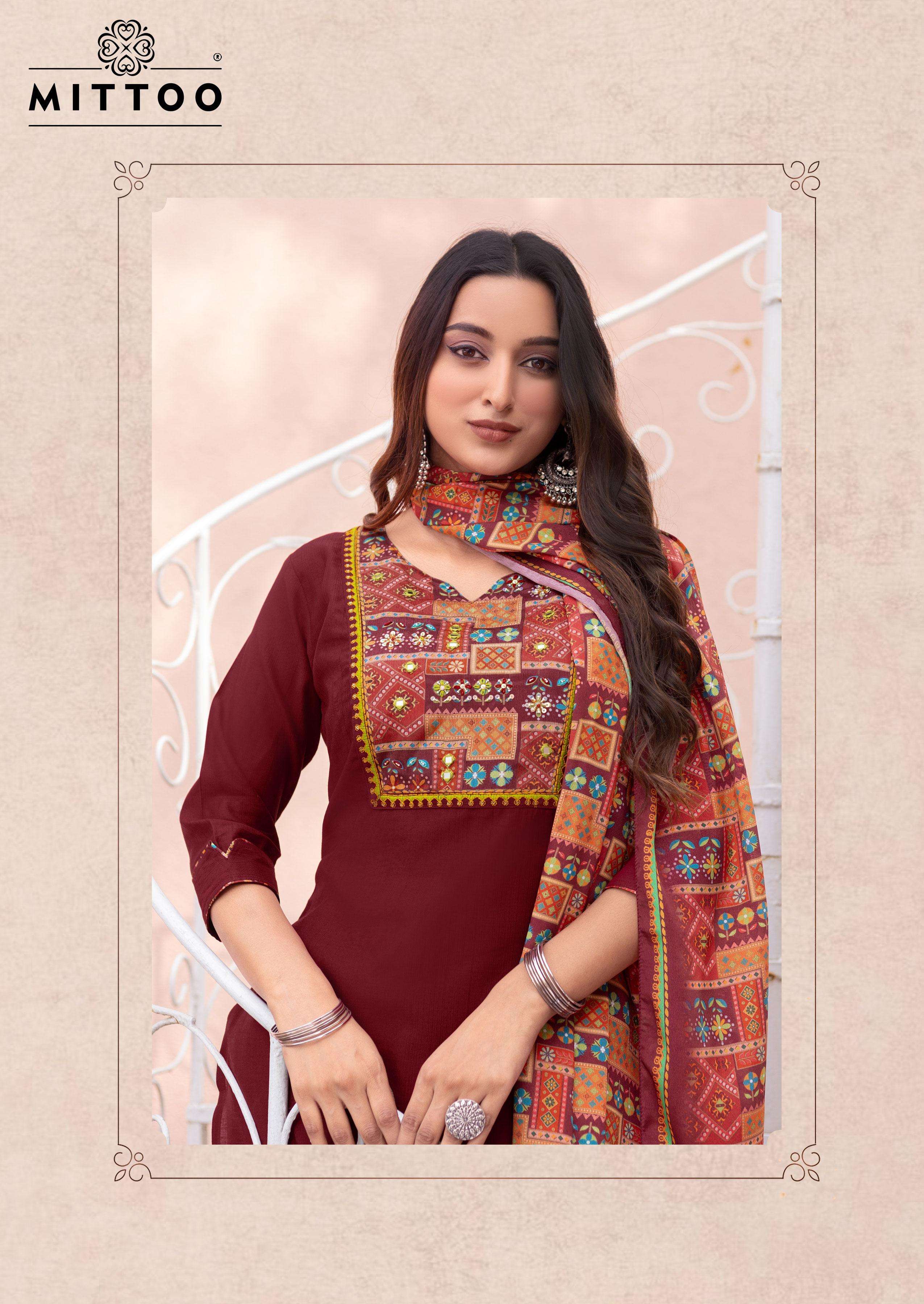 MITTOO PRESENTS DAY LIGHT FANCY MODAL SILK KURTIS CATALOG WHOLESALER AND EXPORTER IN SURAT