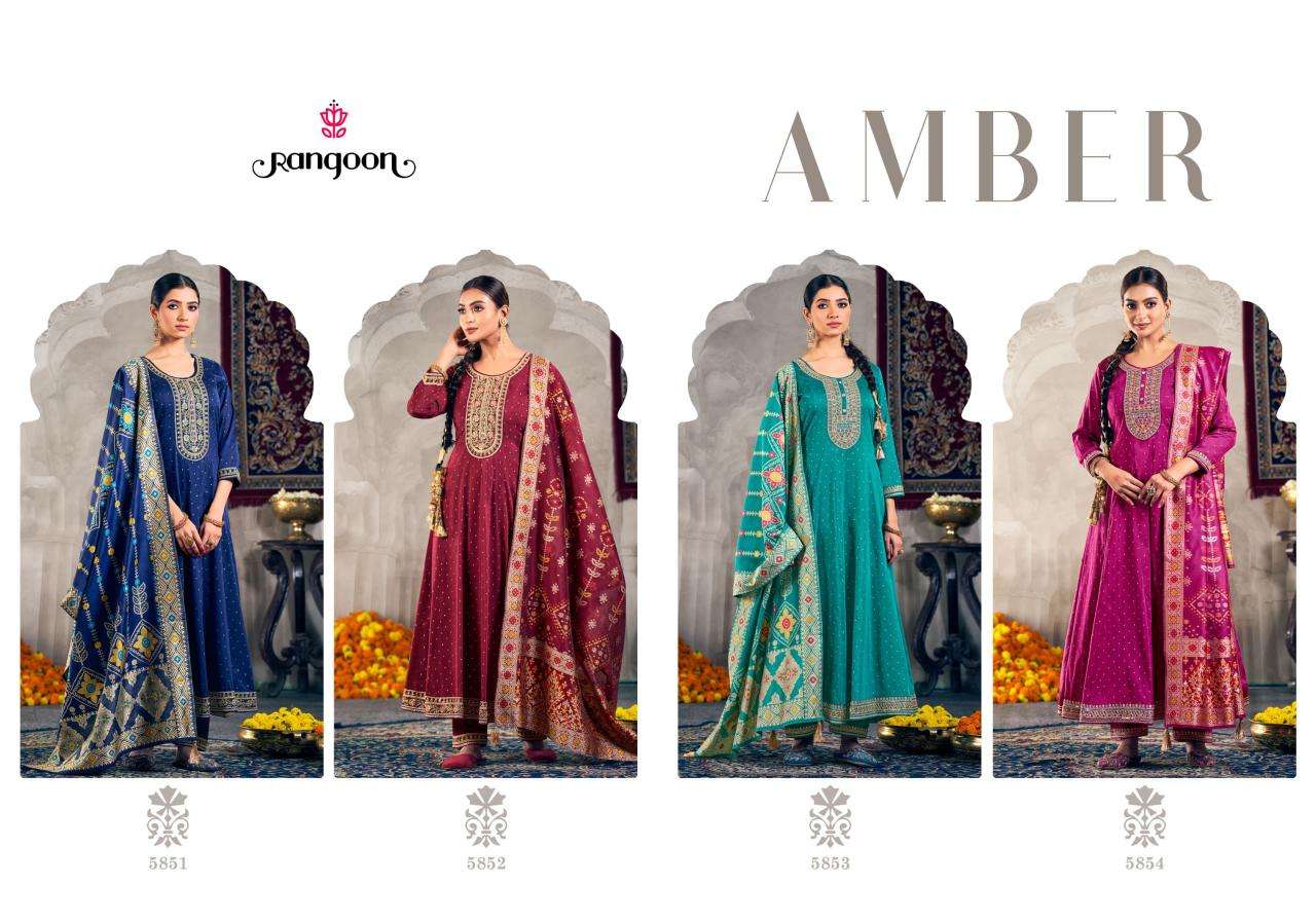 rangoon presents amber full stitch anarkali style dyed jacquard suit for womens catalog wholesaler and exporter 