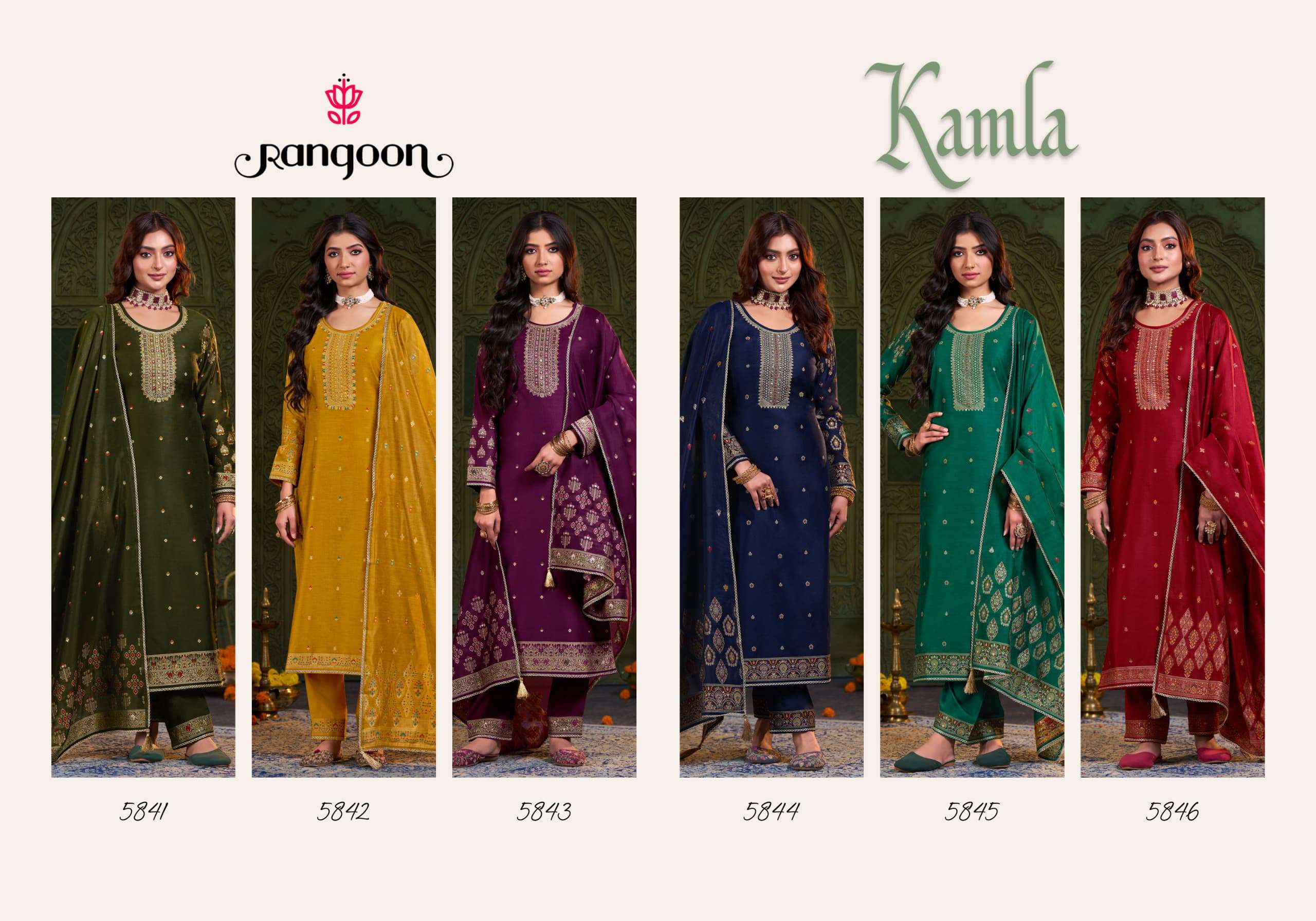 rangoon presents kamla dyed jacquard readymade shop trendy 3pcs kurtis catalog wholesaler and exporter 
