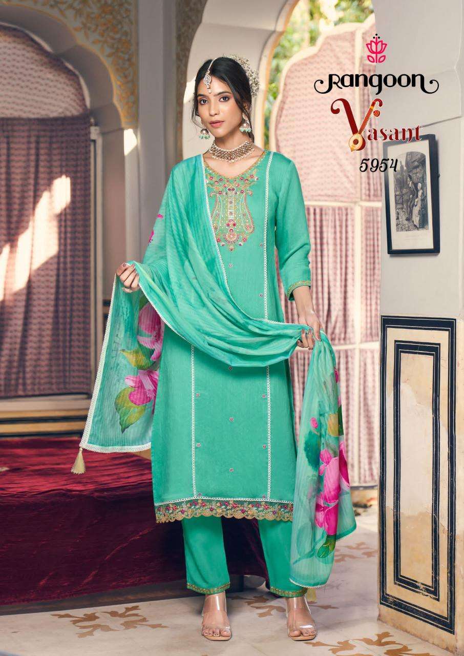 rangoon presents vasant viscose readymade classic look 3pcs kurtis catalog wholesaler and exporter 