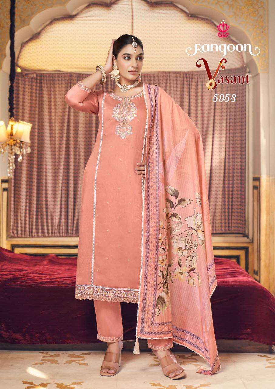 rangoon presents vasant viscose readymade classic look 3pcs kurtis catalog wholesaler and exporter 