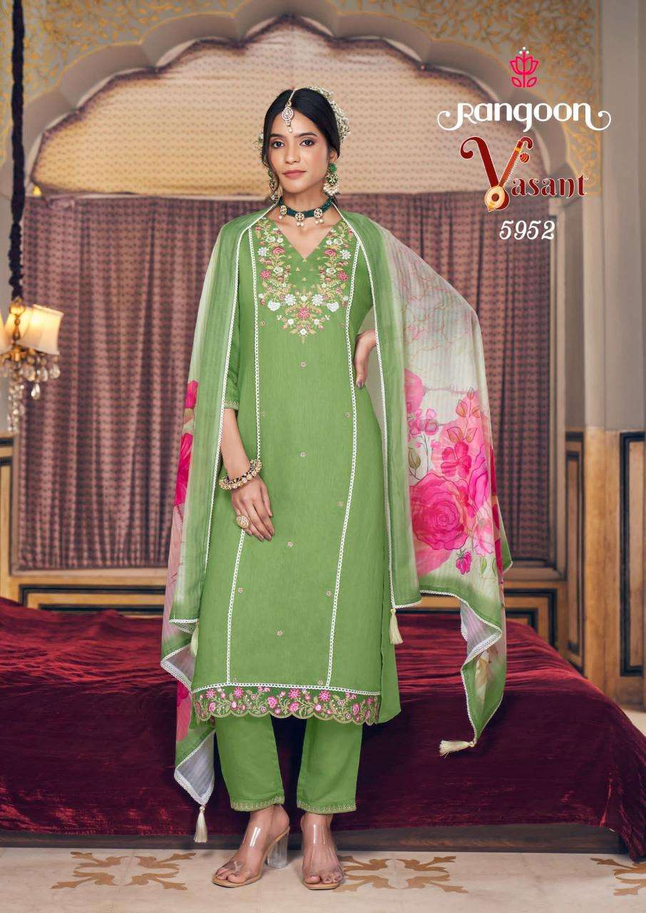 rangoon presents vasant viscose readymade classic look 3pcs kurtis catalog wholesaler and exporter 