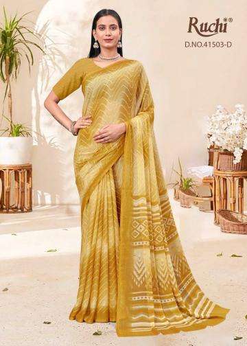 ruchi presents star chiffon lehriya special vol-3 casual wear best saree catalog wholesaler and exporter 