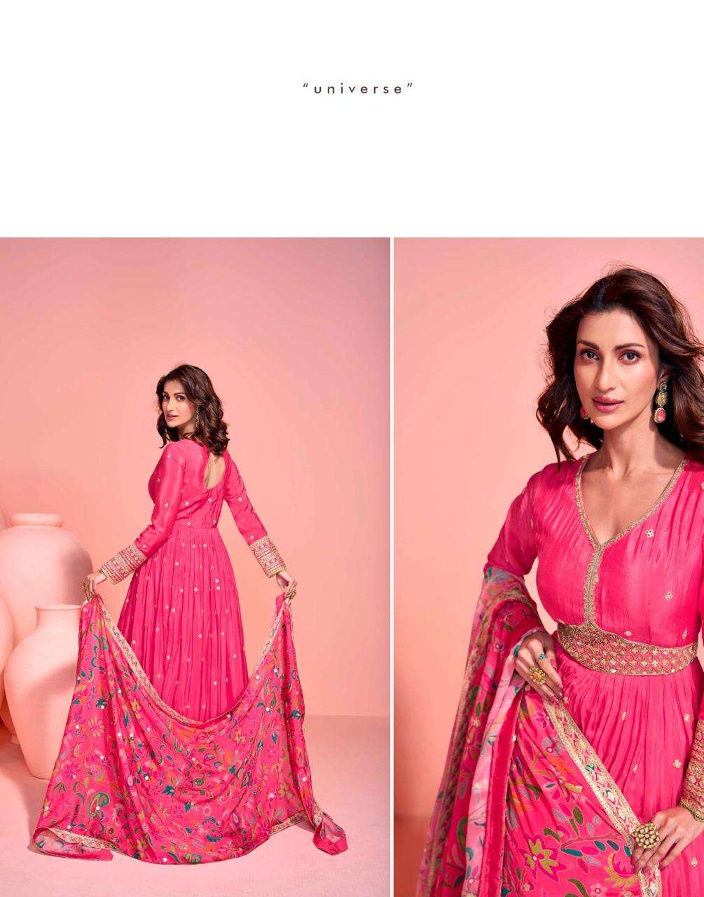 sayuri designer presents mayuri real chinon silk full stitch wedding special gown catalog wholesaler and exporter in surat