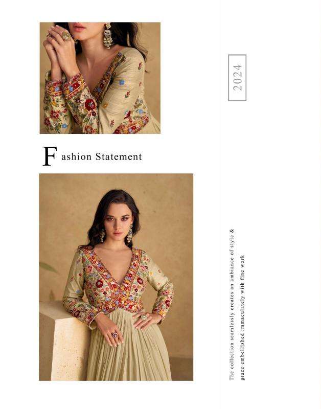 sayuri designer presents sajni fashionable chinon silk readymade gown style catalog wholesaler and exporter in surat