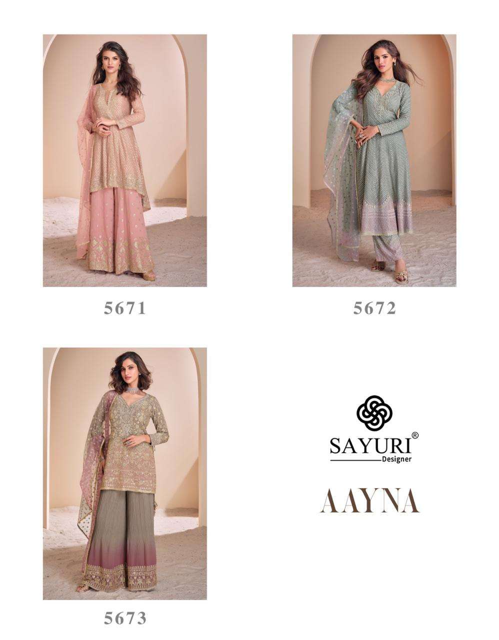 SAYURI PRESENTS AAYNA FANCY SALWAR SUITS CATALOG WHOLESALER AND EXPORTER 