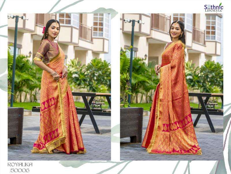 Sethnic Lifestyle Presents Royalika Borcade Silk Attractive Look Saree Catalog Wholesaler And Exporter In Surat