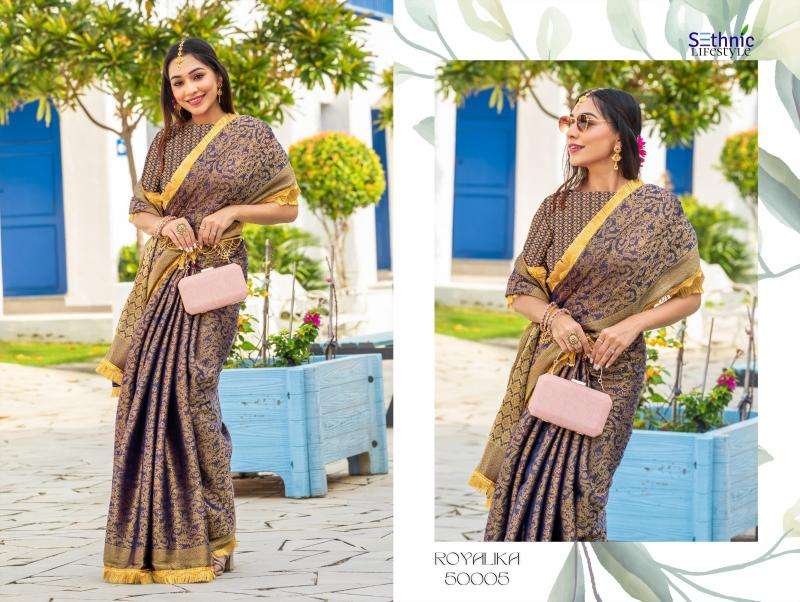 Sethnic Lifestyle Presents Royalika Borcade Silk Attractive Look Saree Catalog Wholesaler And Exporter In Surat