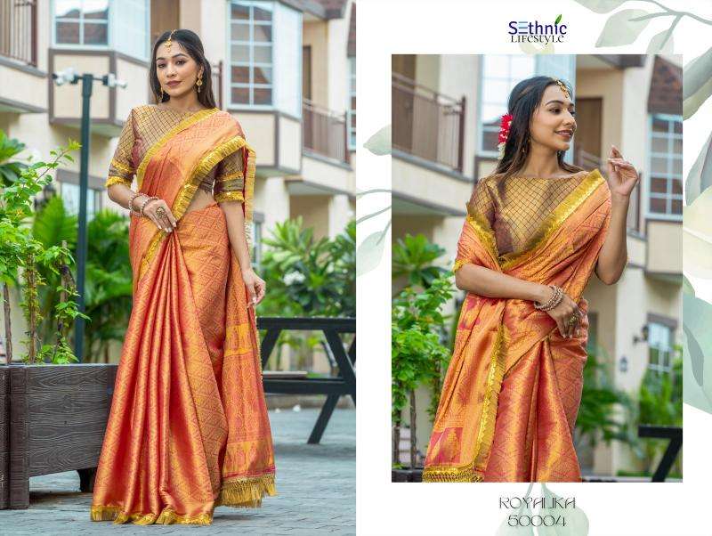 Sethnic Lifestyle Presents Royalika Borcade Silk Attractive Look Saree Catalog Wholesaler And Exporter In Surat