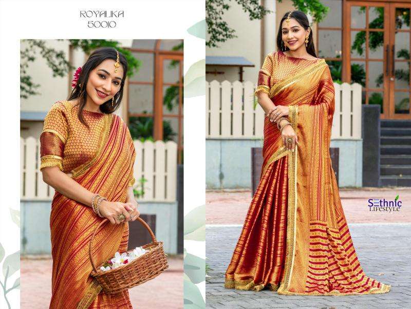 Sethnic Lifestyle Presents Royalika Borcade Silk Attractive Look Saree Catalog Wholesaler And Exporter In Surat