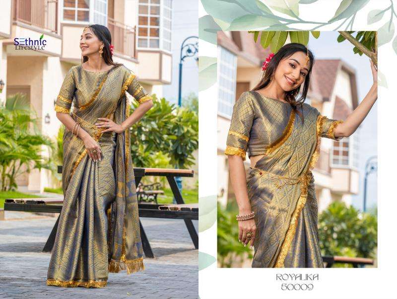 Sethnic Lifestyle Presents Royalika Borcade Silk Attractive Look Saree Catalog Wholesaler And Exporter In Surat