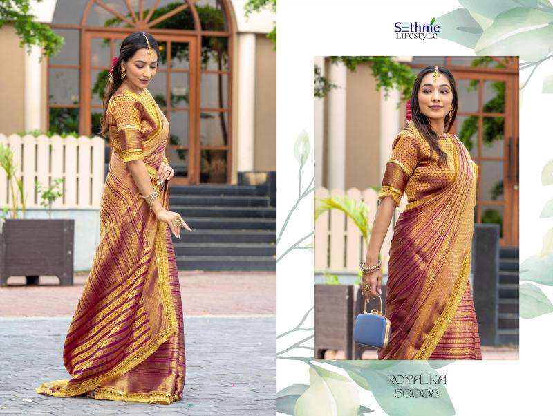 Sethnic Lifestyle Presents Royalika Borcade Silk Attractive Look Saree Catalog Wholesaler And Exporter In Surat