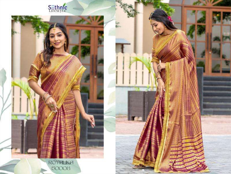 Sethnic Lifestyle Presents Royalika Borcade Silk Attractive Look Saree Catalog Wholesaler And Exporter In Surat