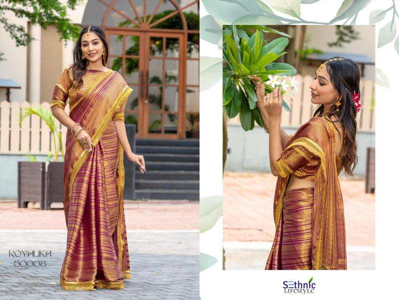 Sethnic Lifestyle Presents Royalika Borcade Silk Attractive Look Saree Catalog Wholesaler And Exporter In Surat