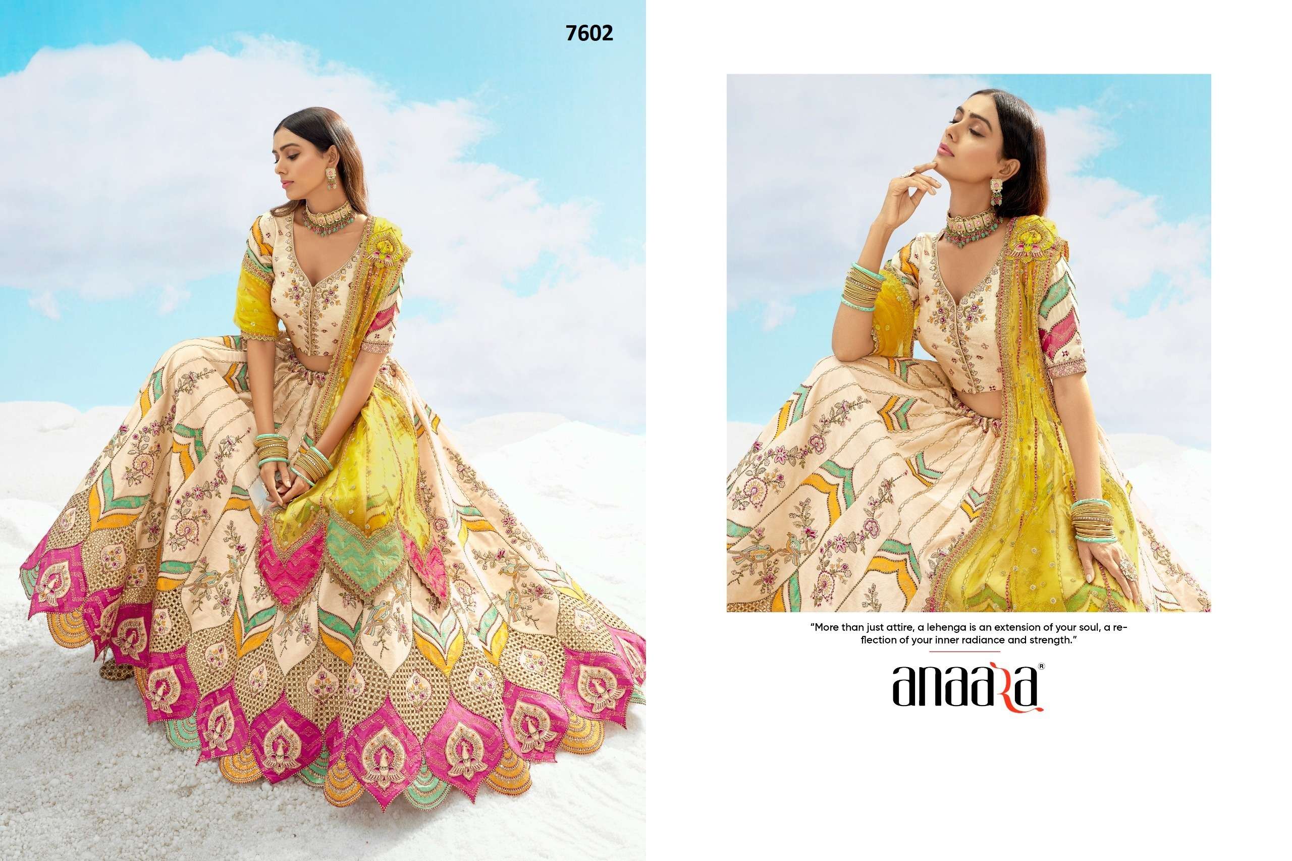 TATHASTU PRESENTS ANAARA 7600 SERIES HEAVY DESIGNER LEHNGHA CHOLI CATALOG WHOLESALER AND EXPORTRE IN SURAT 