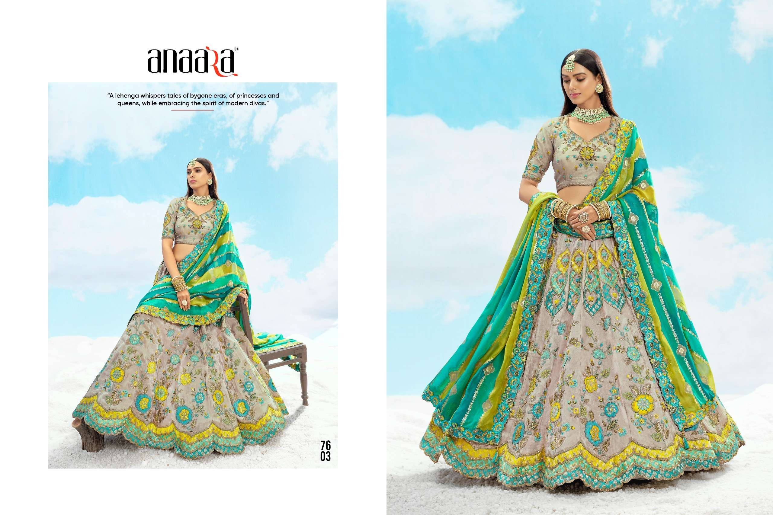 TATHASTU PRESENTS ANAARA 7600 SERIES HEAVY DESIGNER LEHNGHA CHOLI CATALOG WHOLESALER AND EXPORTRE IN SURAT 