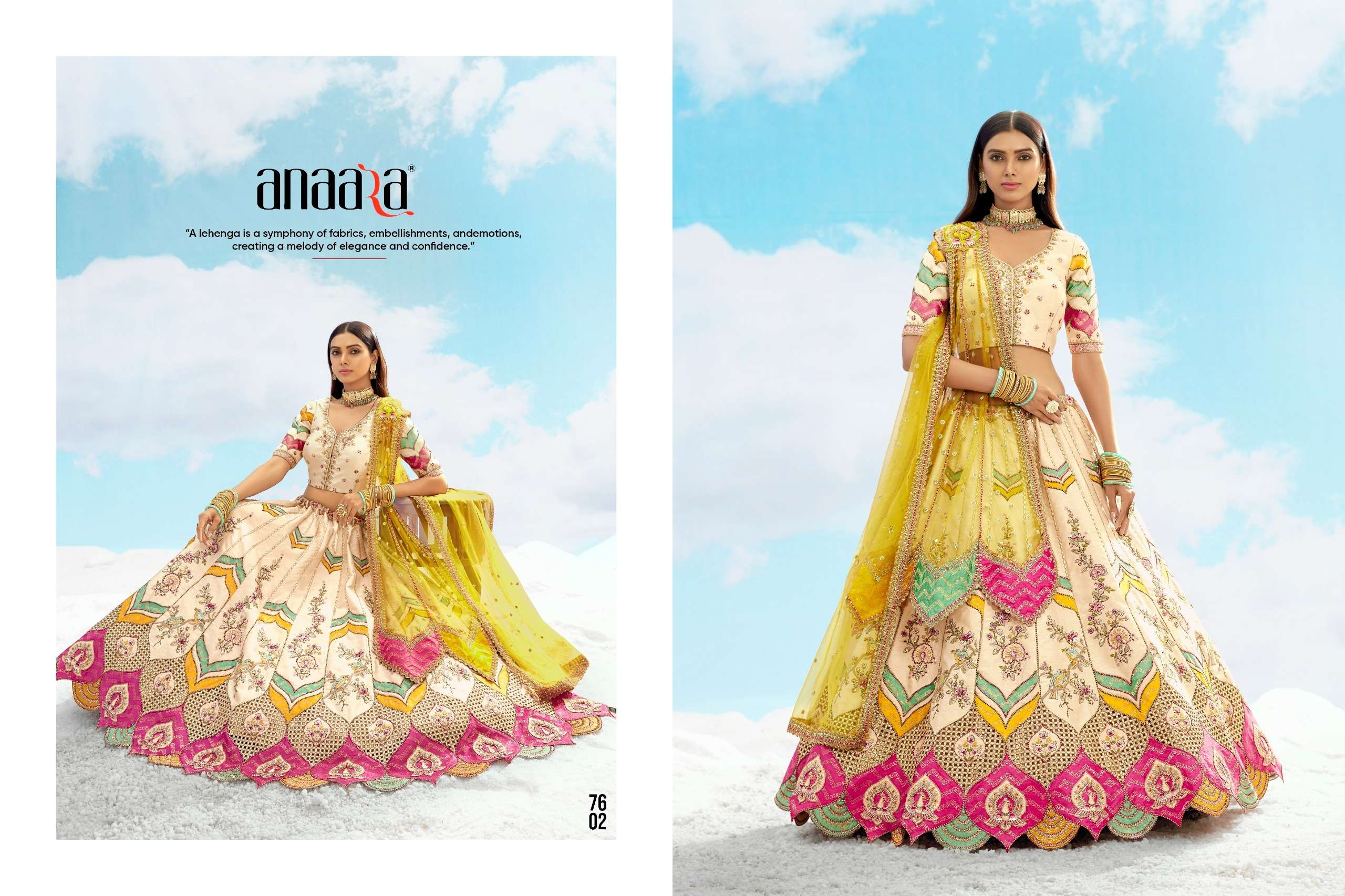 TATHASTU PRESENTS ANAARA 7600 SERIES HEAVY DESIGNER LEHNGHA CHOLI CATALOG WHOLESALER AND EXPORTRE IN SURAT 