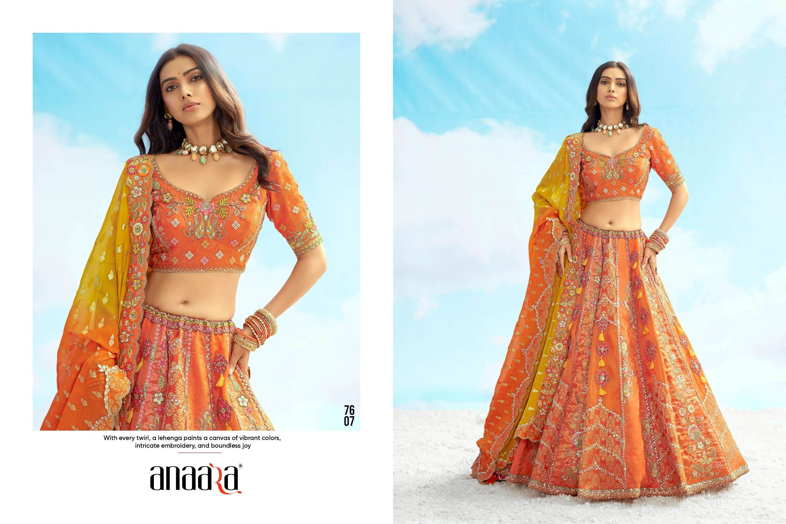 TATHASTU PRESENTS ANAARA 7600 SERIES HEAVY DESIGNER LEHNGHA CHOLI CATALOG WHOLESALER AND EXPORTRE IN SURAT 