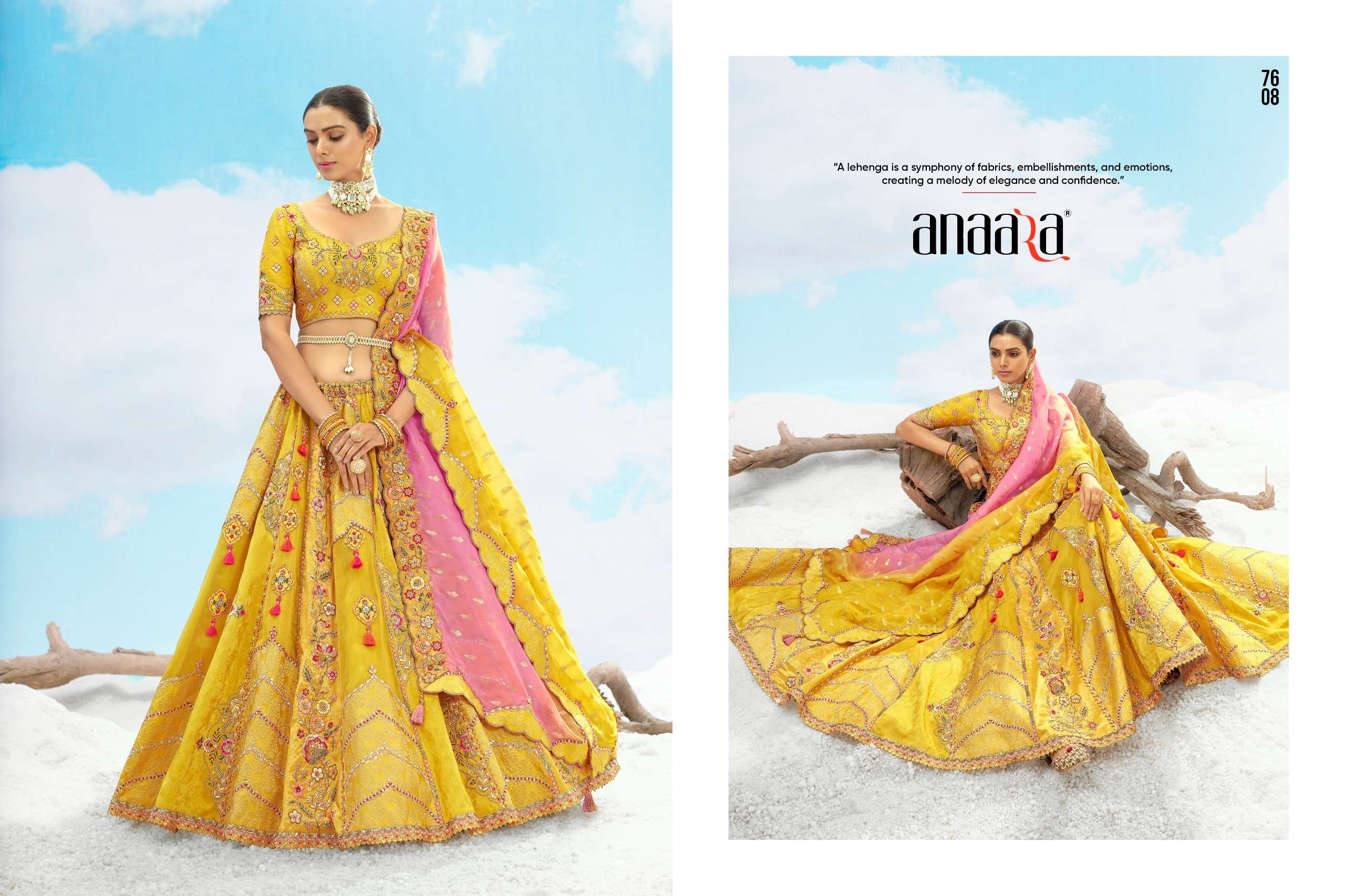 TATHASTU PRESENTS ANAARA 7600 SERIES HEAVY DESIGNER LEHNGHA CHOLI CATALOG WHOLESALER AND EXPORTRE IN SURAT 