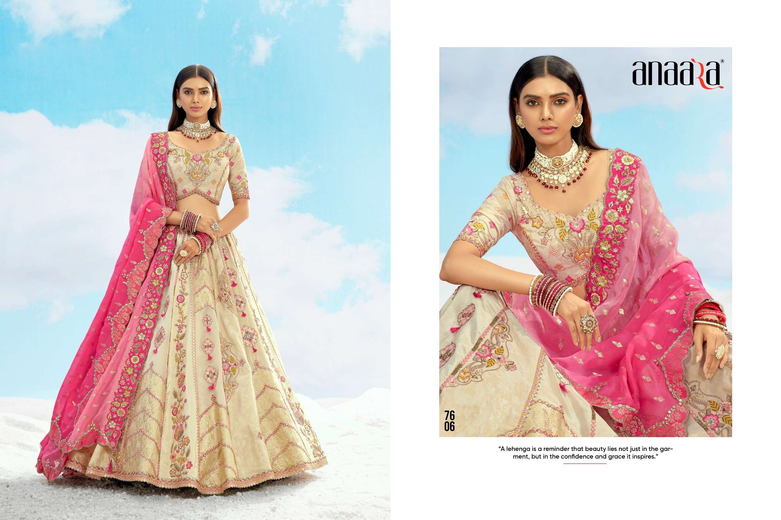 TATHASTU PRESENTS ANAARA 7600 SERIES HEAVY DESIGNER LEHNGHA CHOLI CATALOG WHOLESALER AND EXPORTRE IN SURAT 