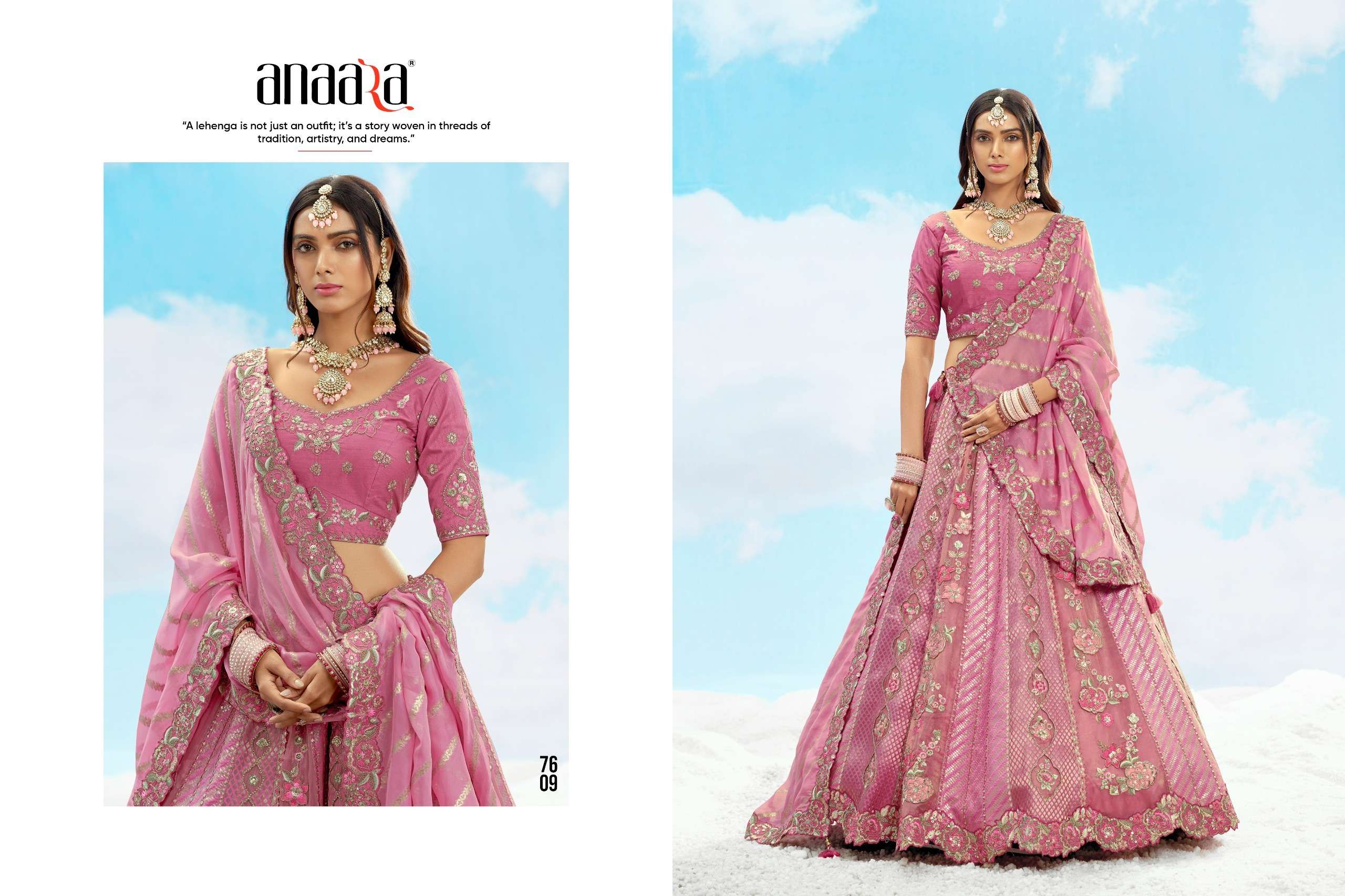 TATHASTU PRESENTS ANAARA 7600 SERIES HEAVY DESIGNER LEHNGHA CHOLI CATALOG WHOLESALER AND EXPORTRE IN SURAT 