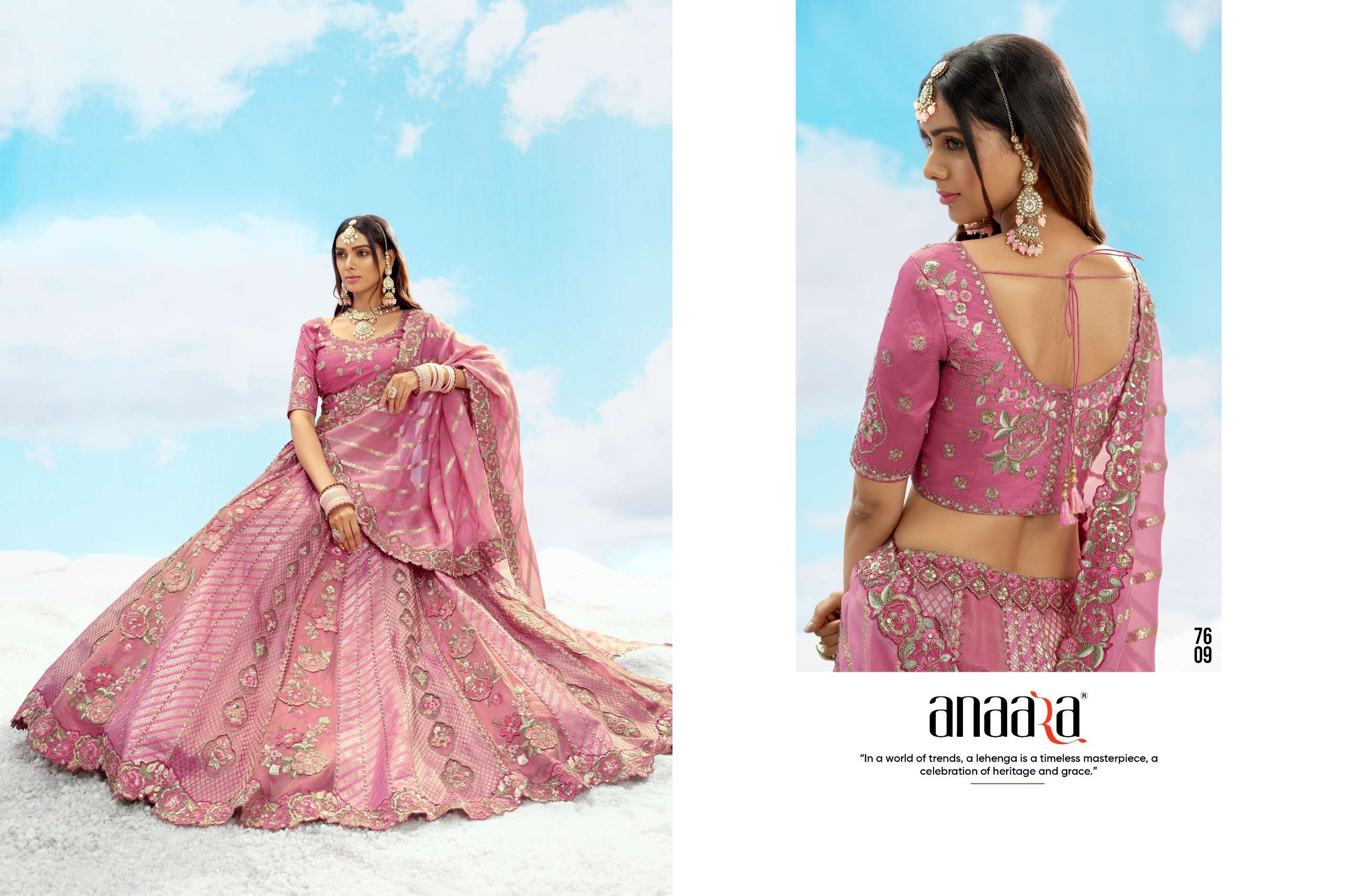 TATHASTU PRESENTS ANAARA 7600 SERIES HEAVY DESIGNER LEHNGHA CHOLI CATALOG WHOLESALER AND EXPORTRE IN SURAT 