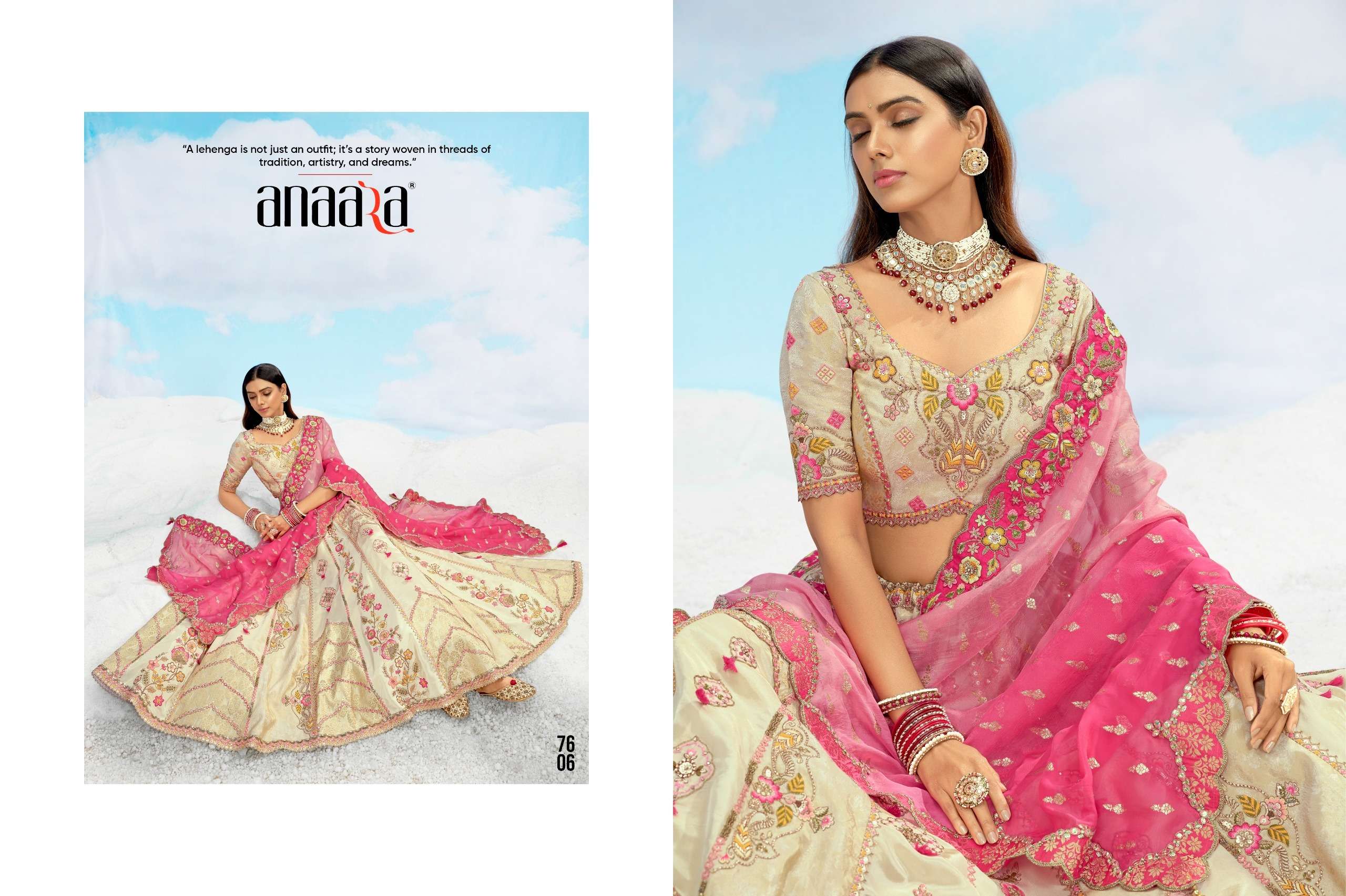 TATHASTU PRESENTS ANAARA 7600 SERIES HEAVY DESIGNER LEHNGHA CHOLI CATALOG WHOLESALER AND EXPORTRE IN SURAT 