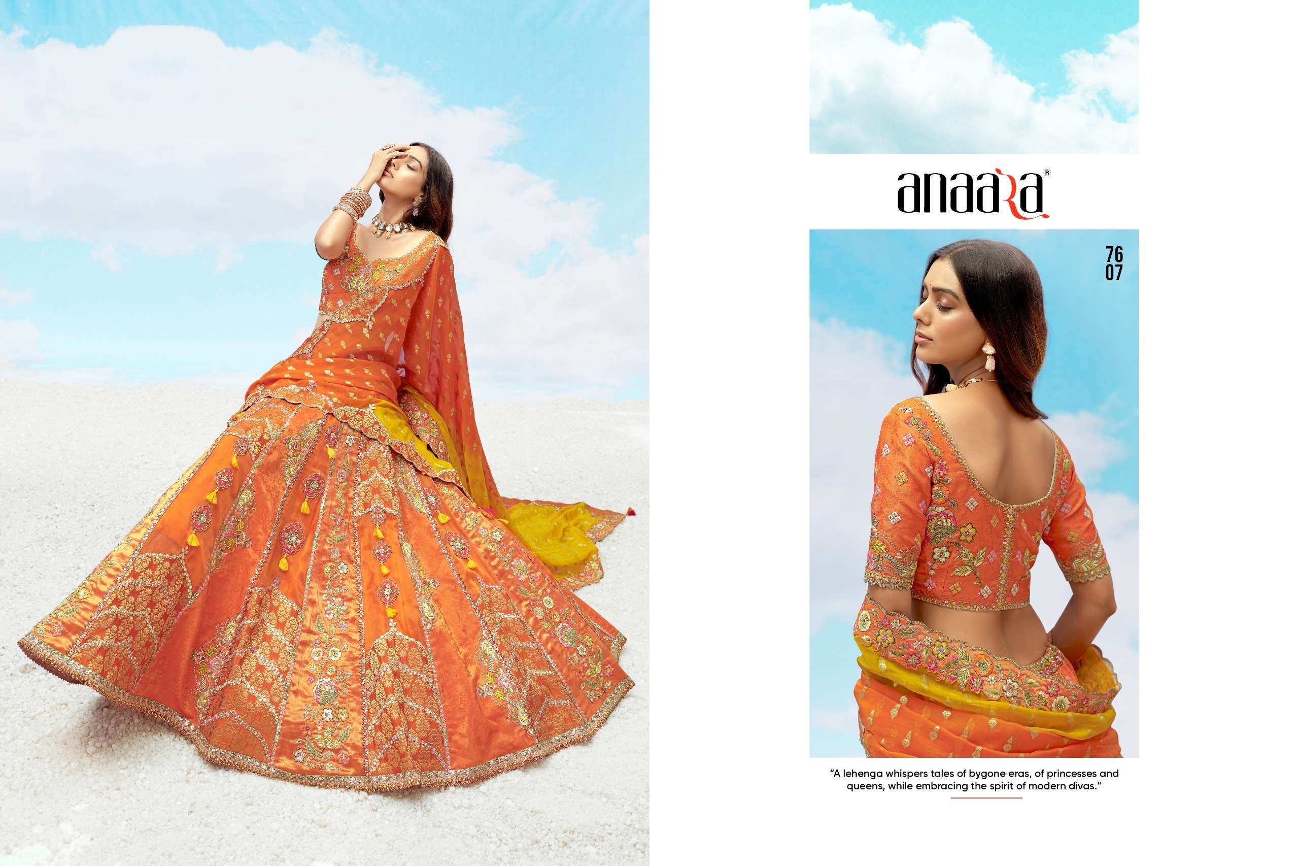TATHASTU PRESENTS ANAARA 7600 SERIES HEAVY DESIGNER LEHNGHA CHOLI CATALOG WHOLESALER AND EXPORTRE IN SURAT 