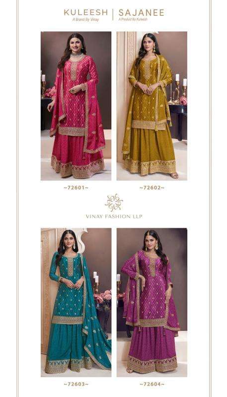 vinay kuleesh presents sajanee chinon traditional suit perfect for festivals catalog wholesaler