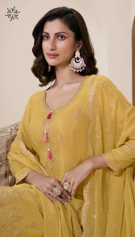 vinay presents kuleesh aakriti chinon traditional suit perfect for festivals catalog wholesaler and exporter 