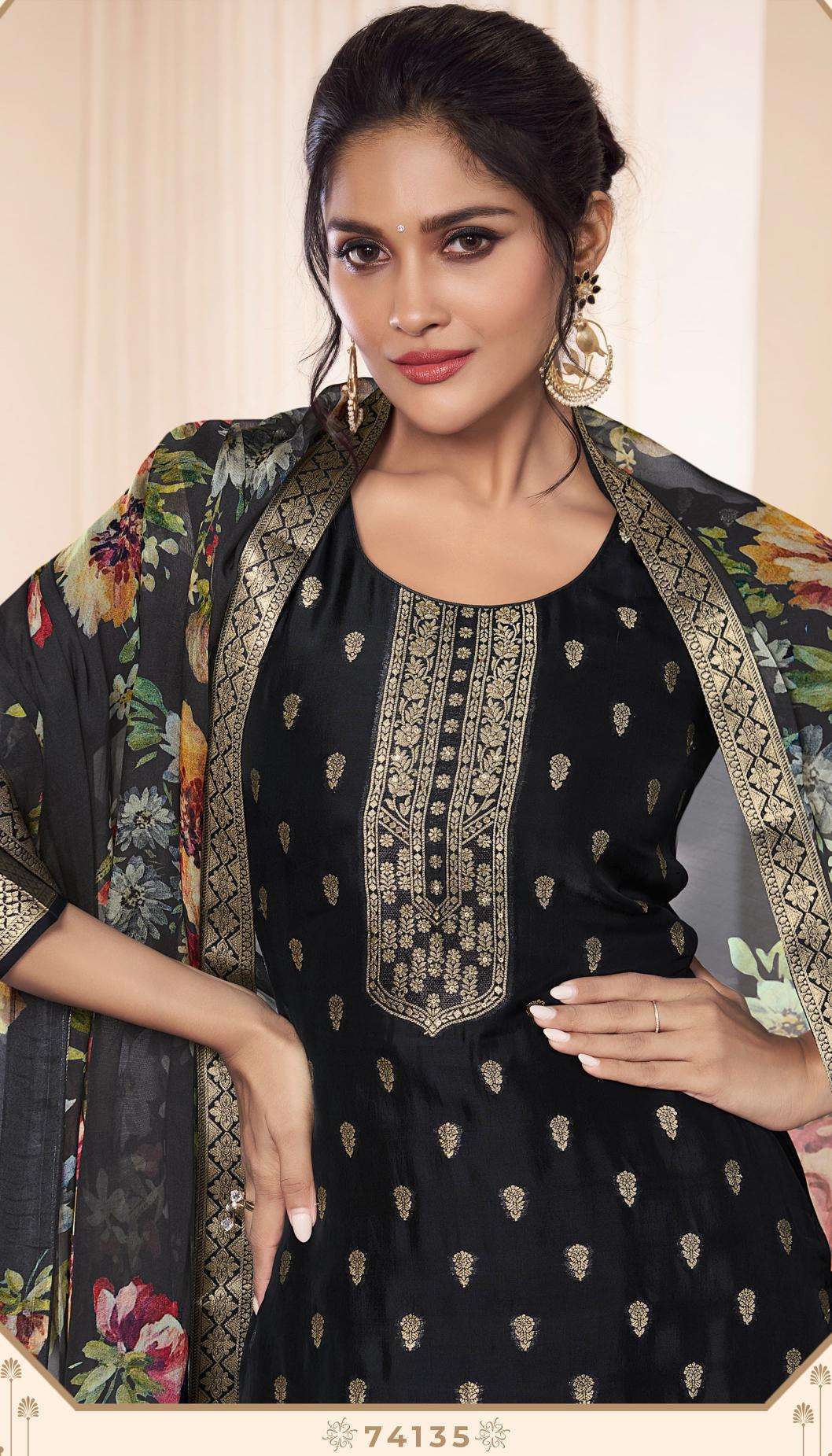 vinay presents kuleesh noraa vol-2 lotus silk jacquard fashionable salwar suits catalog wholesaler and exporter 