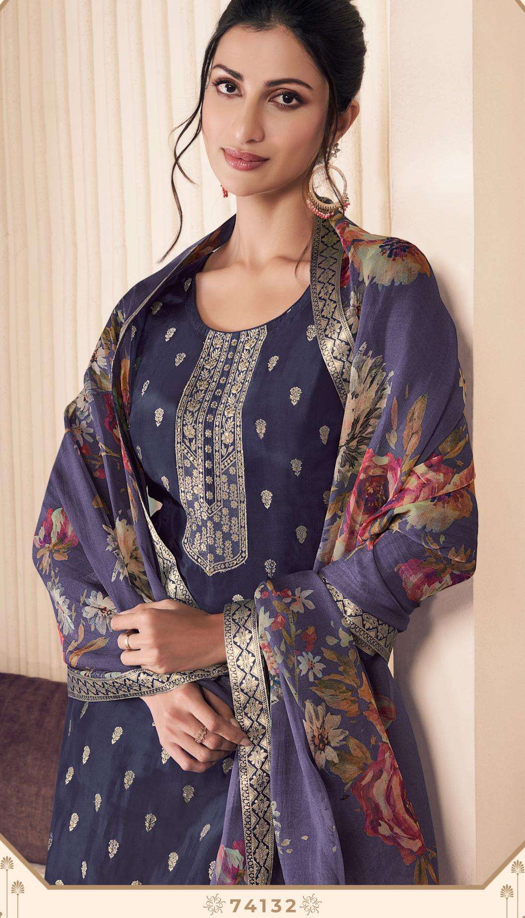 vinay presents kuleesh noraa vol-2 lotus silk jacquard fashionable salwar suits catalog wholesaler and exporter 
