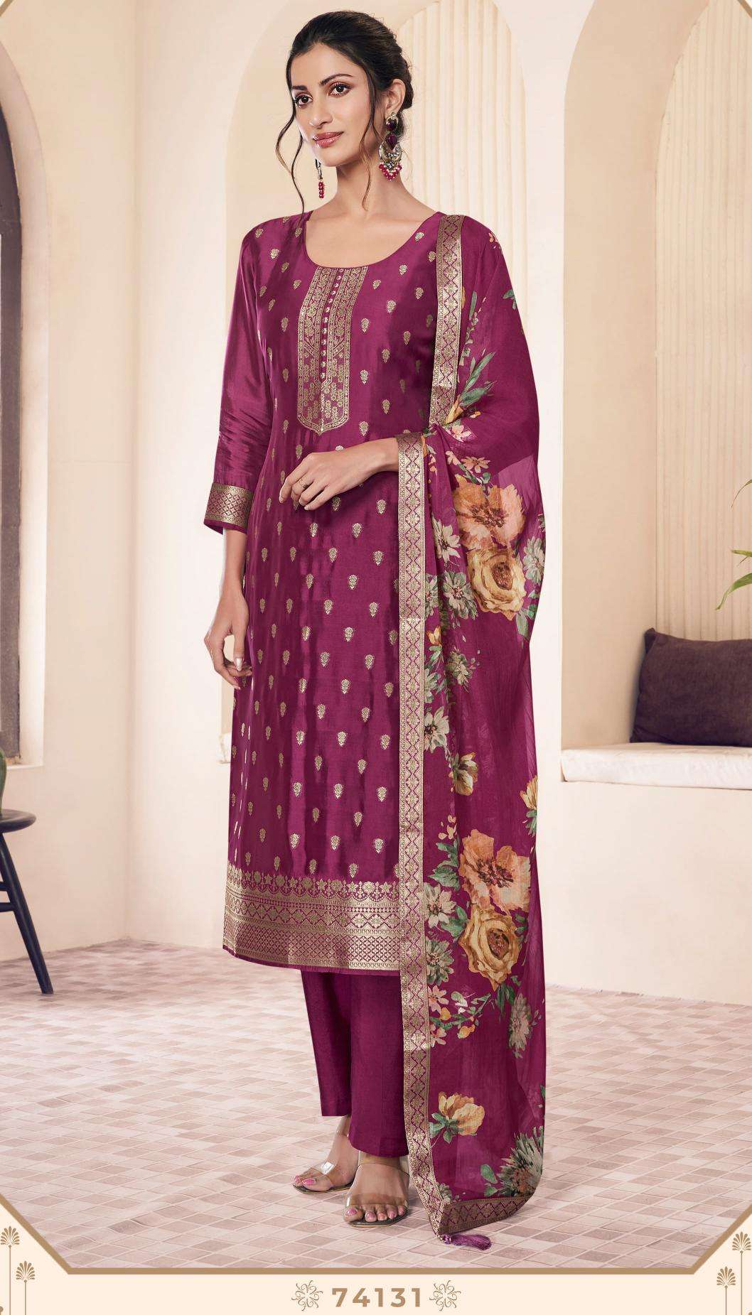 vinay presents kuleesh noraa vol-2 lotus silk jacquard fashionable salwar suits catalog wholesaler and exporter 