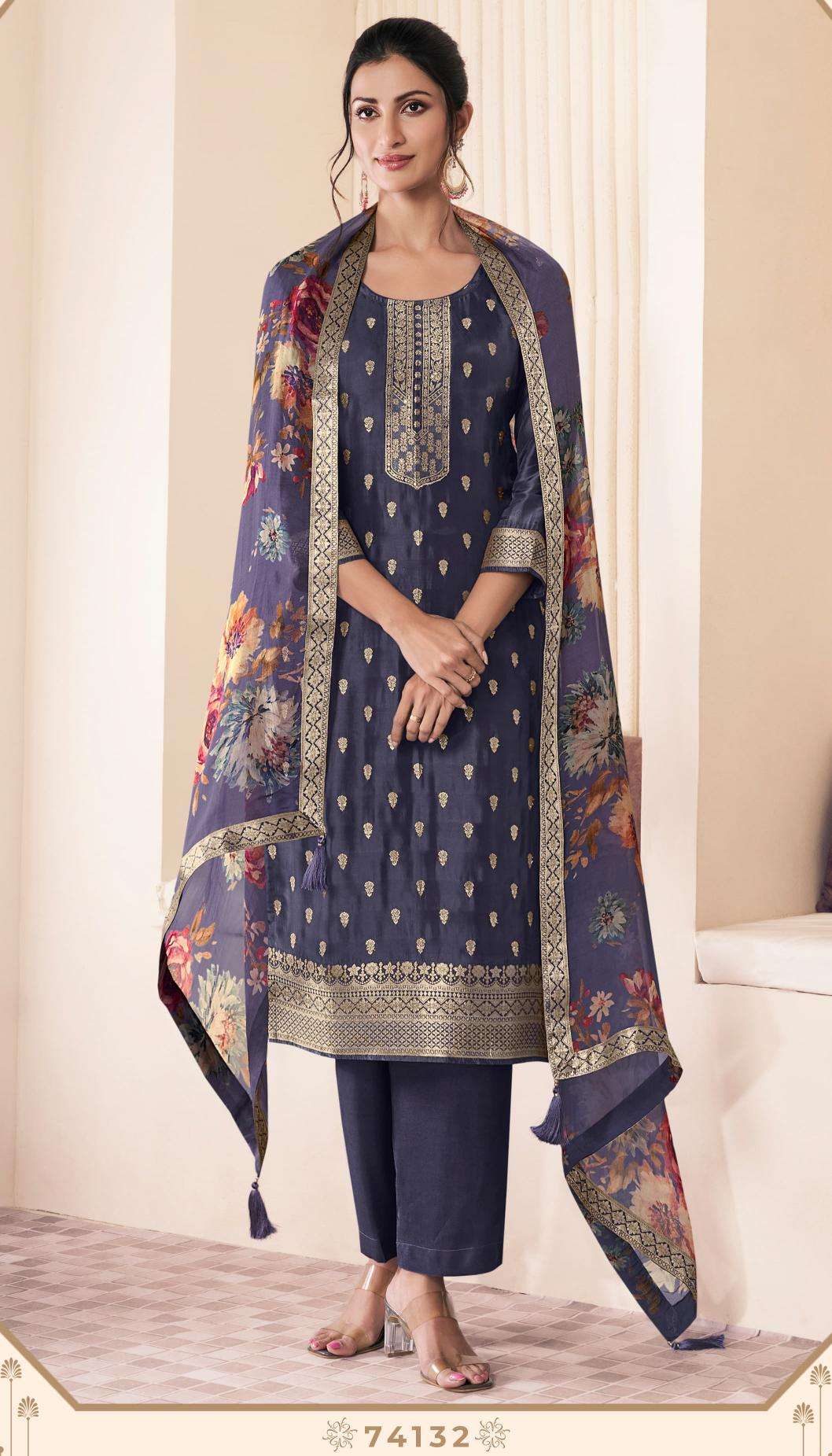 vinay presents kuleesh noraa vol-2 lotus silk jacquard fashionable salwar suits catalog wholesaler and exporter 
