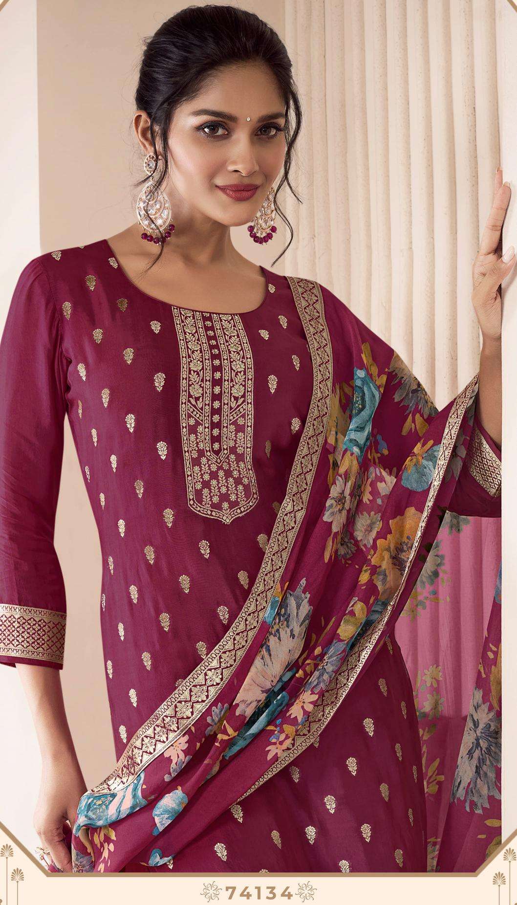 vinay presents kuleesh noraa vol-2 lotus silk jacquard fashionable salwar suits catalog wholesaler and exporter 