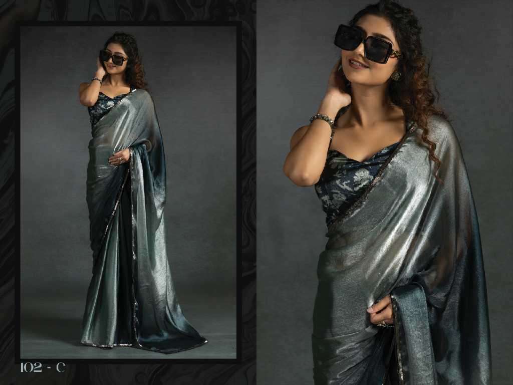 Akshaya D.no 102A To 102E Wholesale Satin Silk Ready To Wear Stitched Sarees Catalog Wholesaler And Exporter 