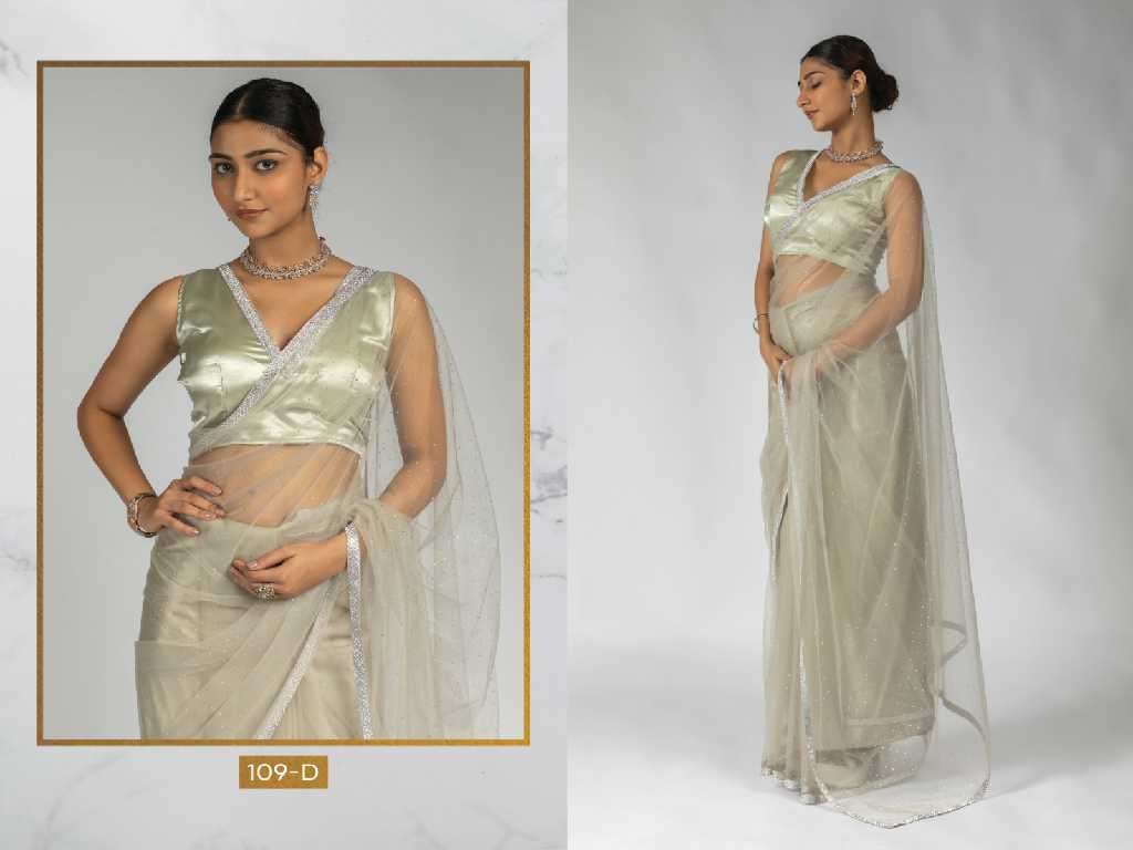 Akshaya D.no 109A To 109F Wholesale Satin Silk Ready To Wear Stitched Sarees Catalog Wholesaler And Exporter 