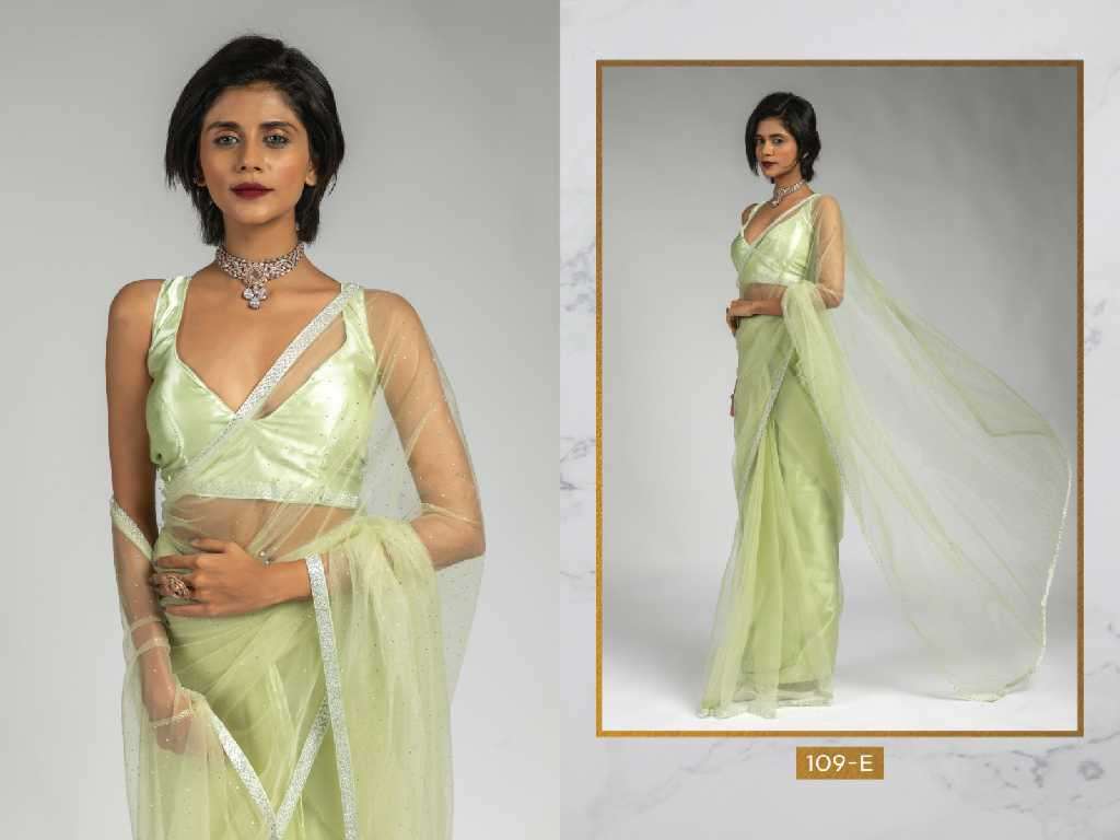 Akshaya D.no 109A To 109F Wholesale Satin Silk Ready To Wear Stitched Sarees Catalog Wholesaler And Exporter 