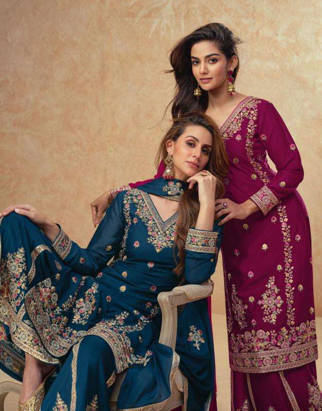 Ashirwad Creation Presents Guzarish Readymade Party Wear Chinon Silk Plazzo Style Suit Catalog Wholesaler And Exporter 