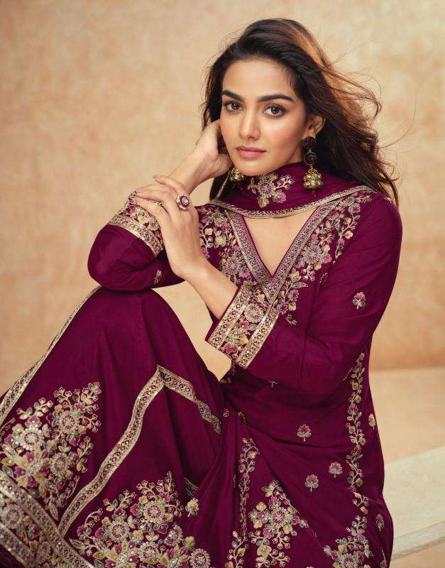 Ashirwad Creation Presents Guzarish Readymade Party Wear Chinon Silk Plazzo Style Suit Catalog Wholesaler And Exporter 